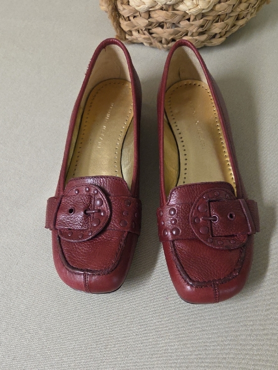 ANTONIO MELANI Shoes - Antonio Melani Dark Red Leather Buckle Loafers Size 7.5 M Flats